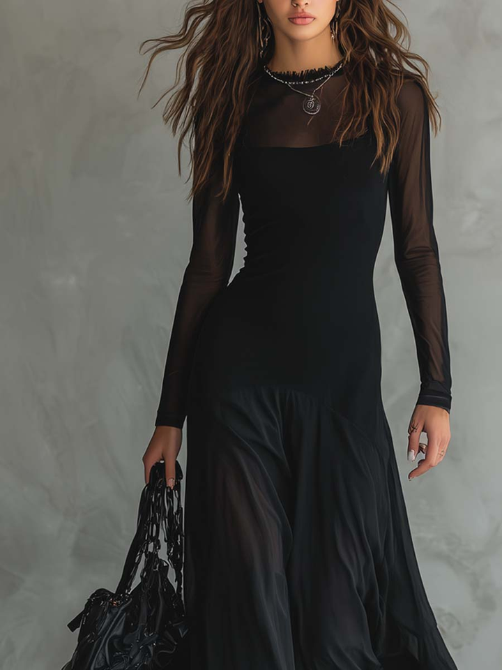 Neroa ❘ Maxi Loose Fit Dress in Black Tulle